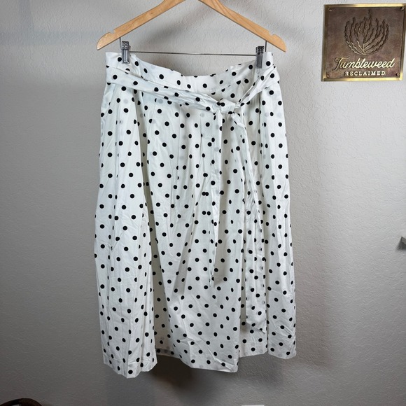 Talbots Plus Black Polka Dot White Midi Wrap Skirt Size 20W - Picture 9 of 9
